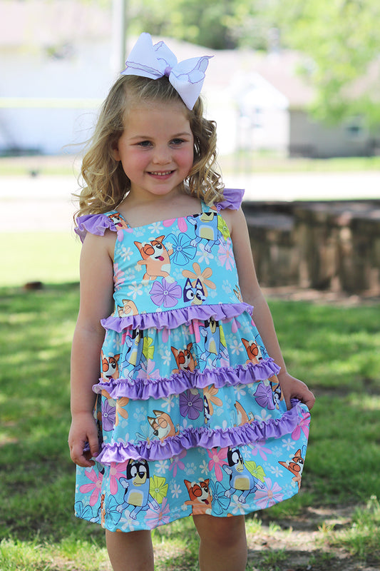Turquoise Blu*y tiered dress. DRG51526