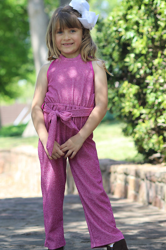 Shimmery jumpsuit perfect for occasion. -