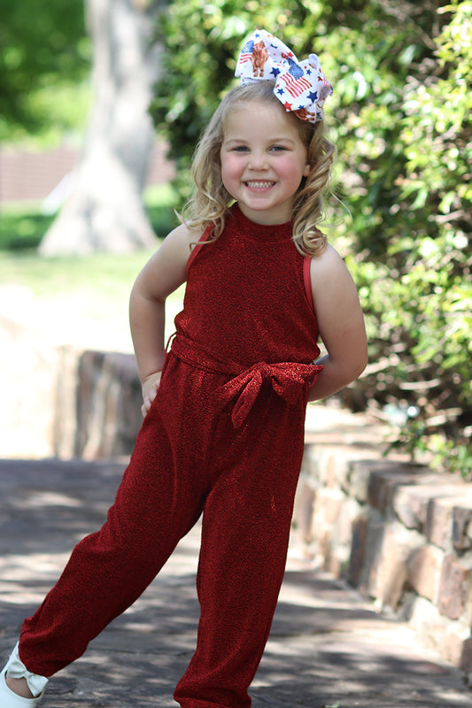 Shimmery, sparkly jumpsuit with belt.-