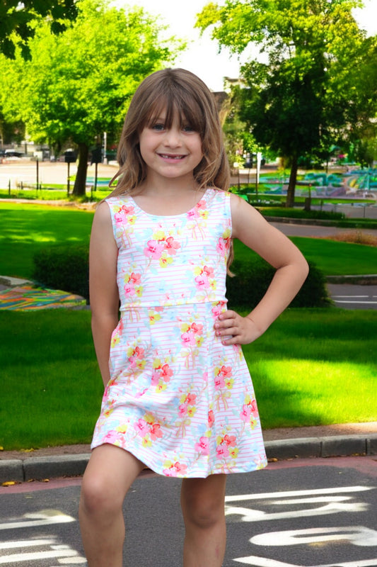 Floral & Stripe girls tennis dress.