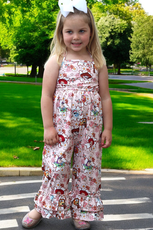 Cartoon character printed girls jumpsuit.