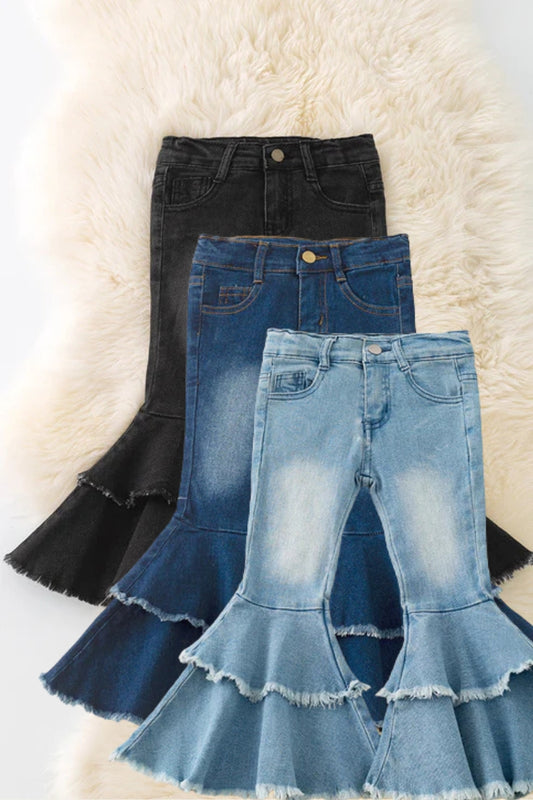 Double layer denim pants with adjustable string. (Available in 3 Colors!