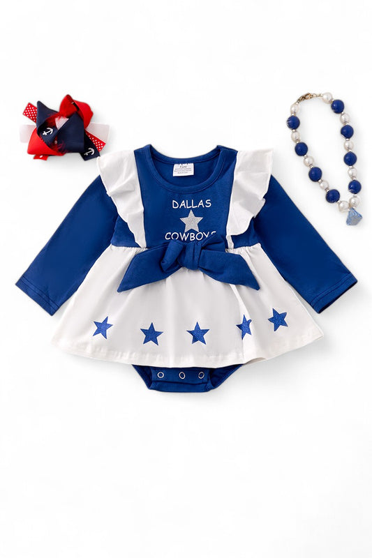 Dallas C*wboys Cheerleader Dress Onesie w/ Snaps