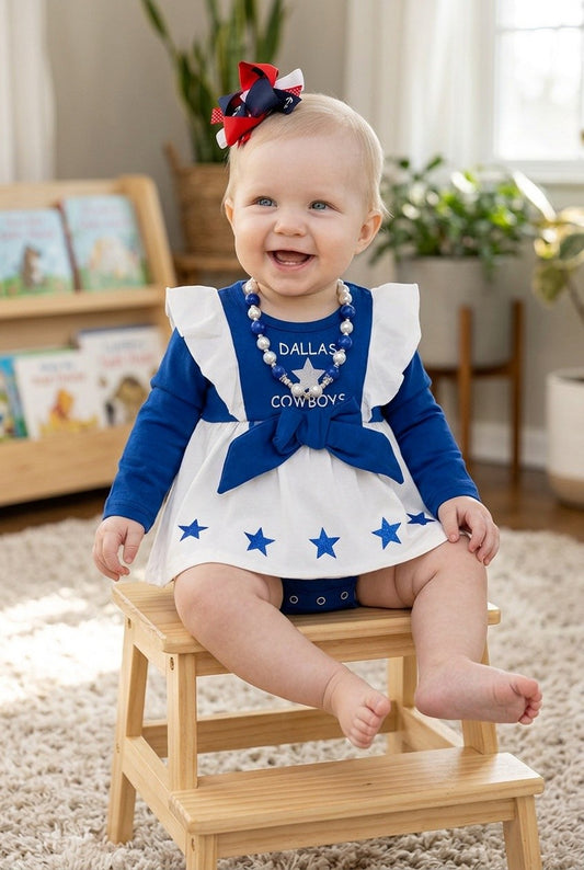 Dallas C*wboys Cheerleader Dress Onesie w/ Snaps