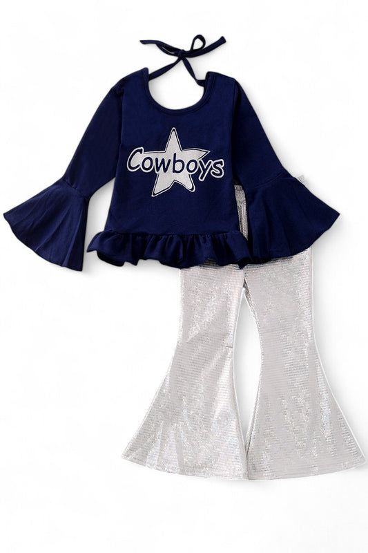 Dallas C*wboys White Shimmery Bell Pants Outfit