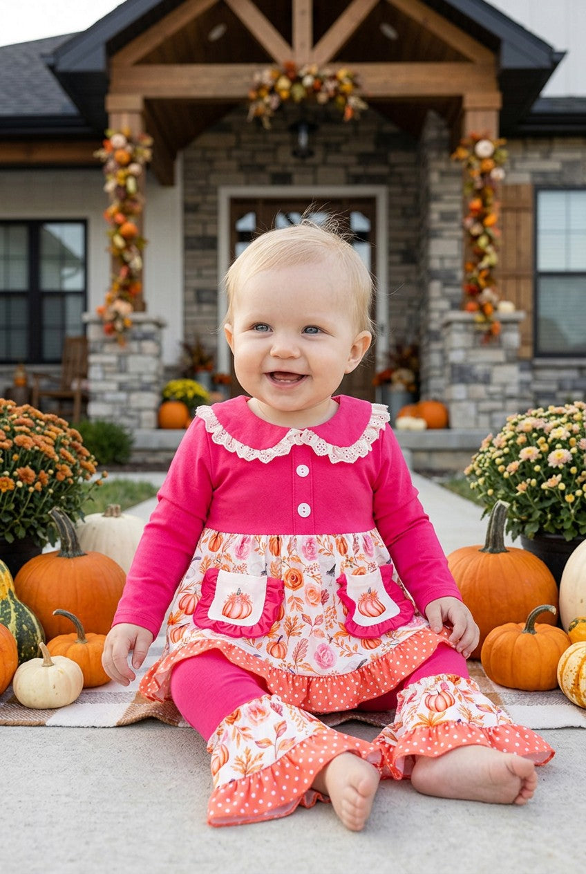 Fuchsia pumpkin printed tunic & pants. OFG62510
