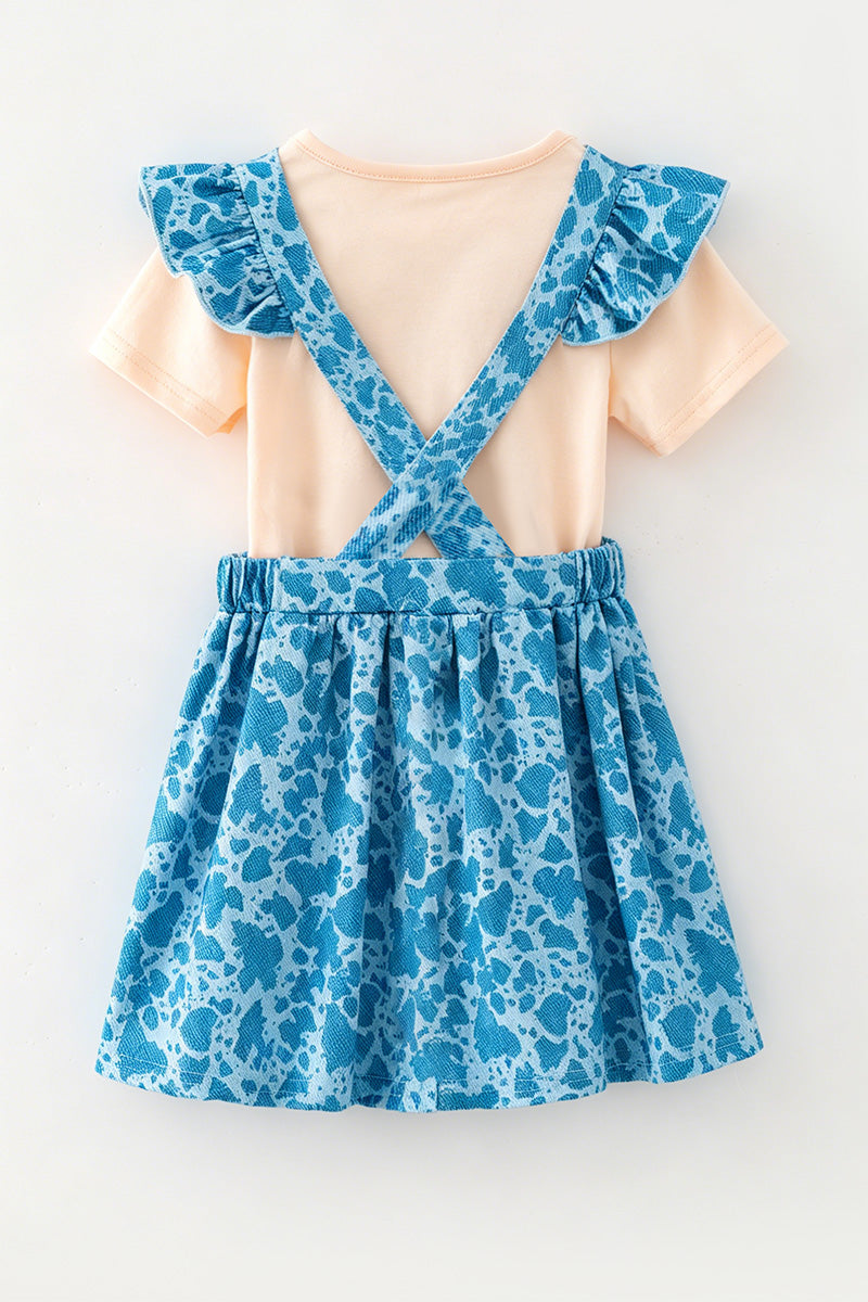 Cute cow printed overall dress with undershirt. OFG62615 -S-