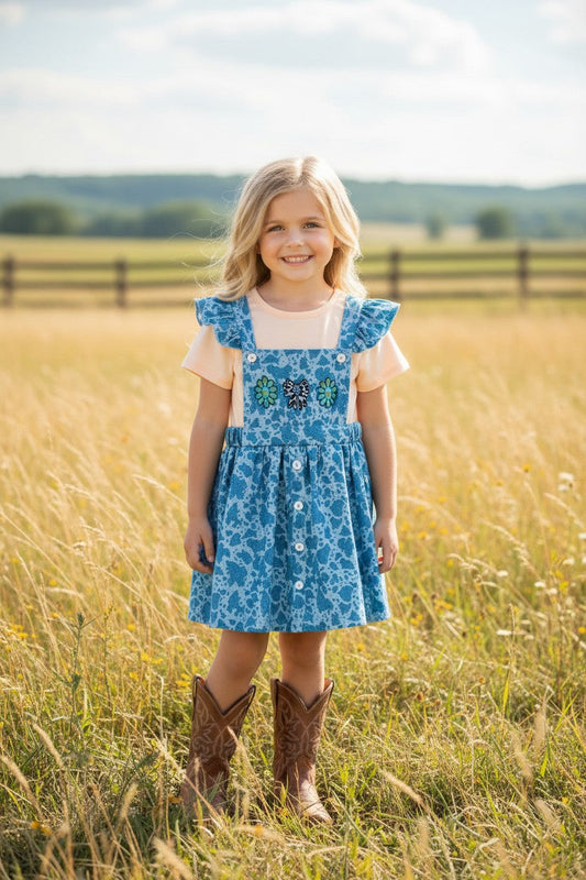 Cute cow printed overall dress with undershirt. OFG62615 -S-