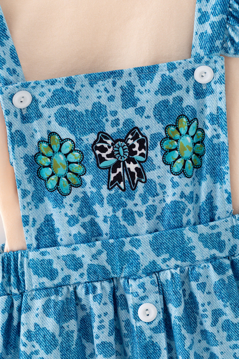 Cute cow printed overall dress with undershirt. OFG62615 -S-