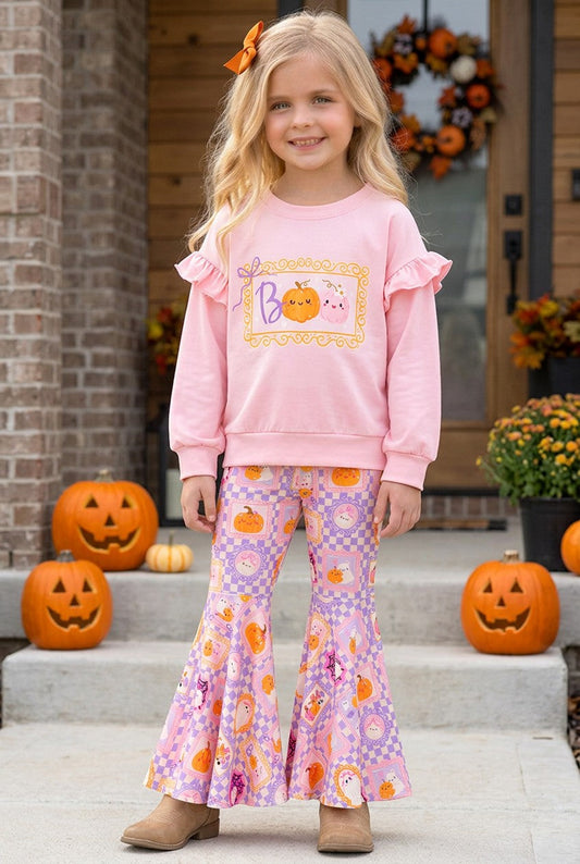 Boo" Pink Sweatshirt with checkered bell bottoms. OFG63143 M