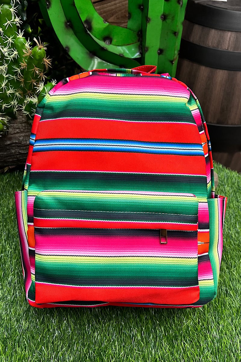 RED/GREEN SERAPE PRINTED MEDIUM SIZE BACKPACK. BP-2023-A
