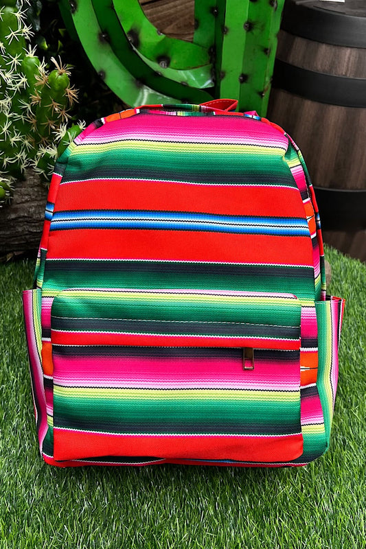 RED/GREEN SERAPE PRINTED MEDIUM SIZE BACKPACK. BP-2023-A