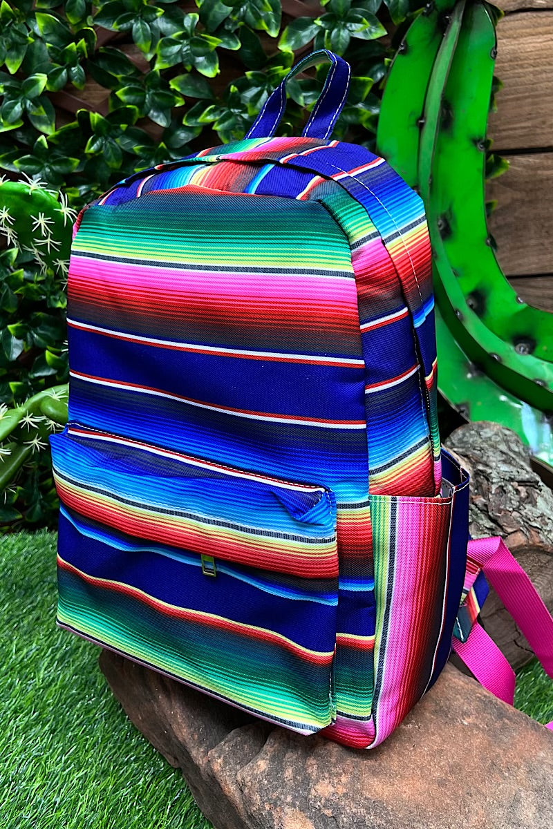 ROYAL BLUE/GREEN SERAPE PRINTED MEDIUM SIZE BACKPACK. BP-2023-C