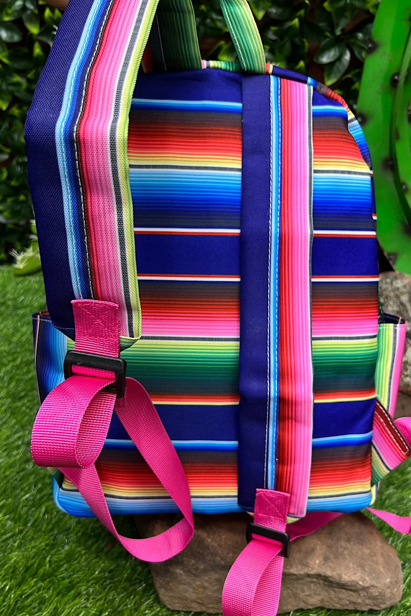 ROYAL BLUE/GREEN SERAPE PRINTED MEDIUM SIZE BACKPACK. BP-2023-C