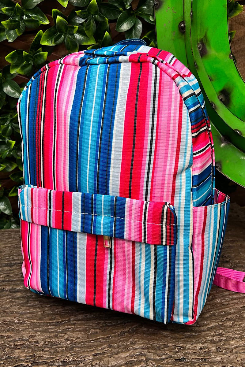 MULTI-COLOR STRIPE PRINTED MEDIUM SIZE BACKPACK. BP-2023-D