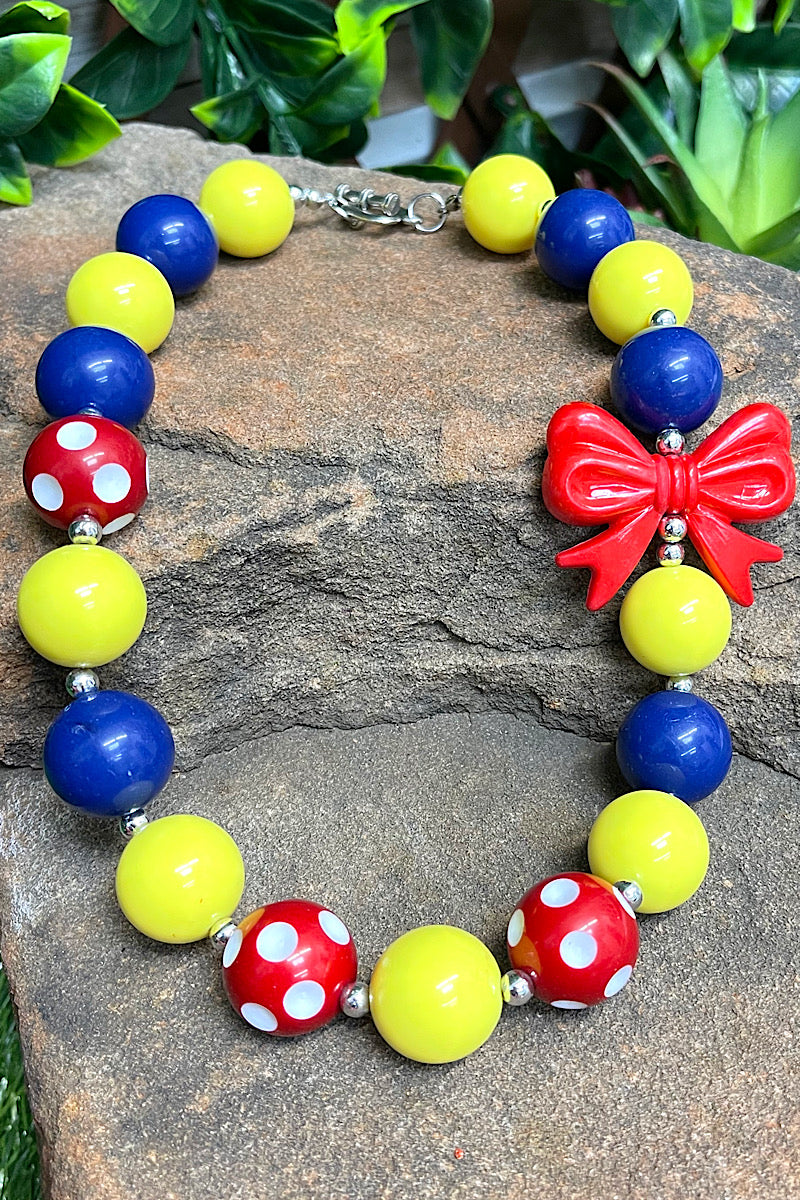 RED, NAVY BLUE BLUE & ANIMAL PRINT BUBBLE NECKLACE .  NK-14