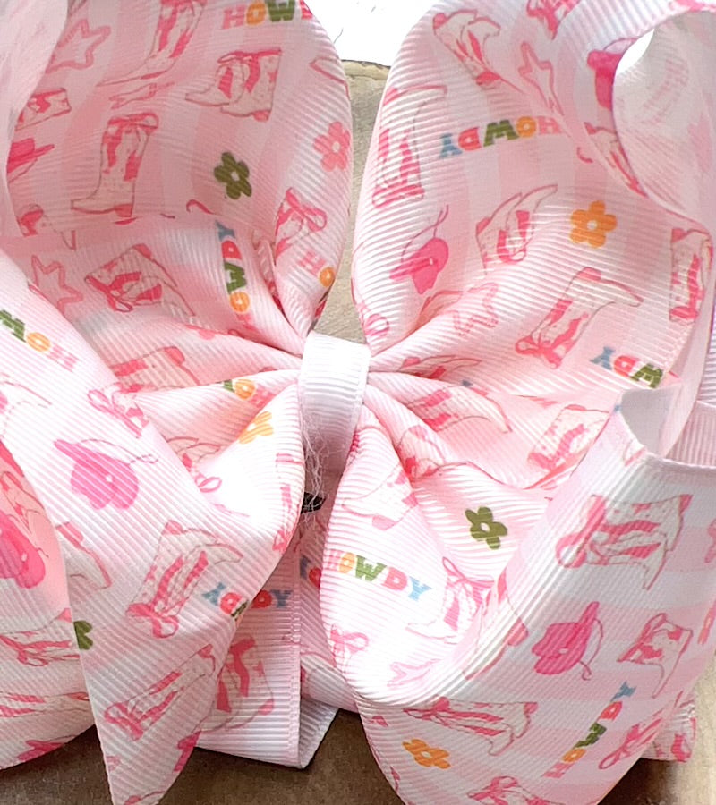 Pink floral printed headband.