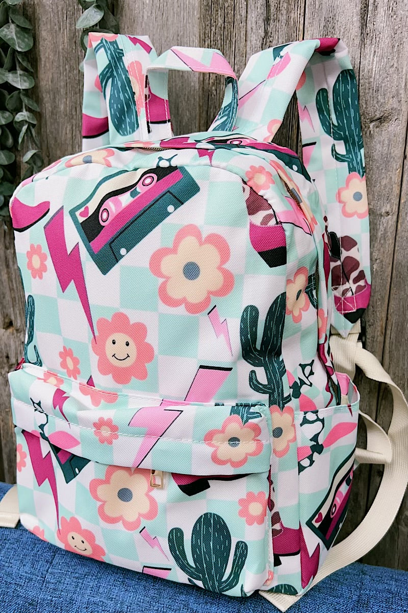 Strike, floral,cactus Small printed backpack. BP-202323-29