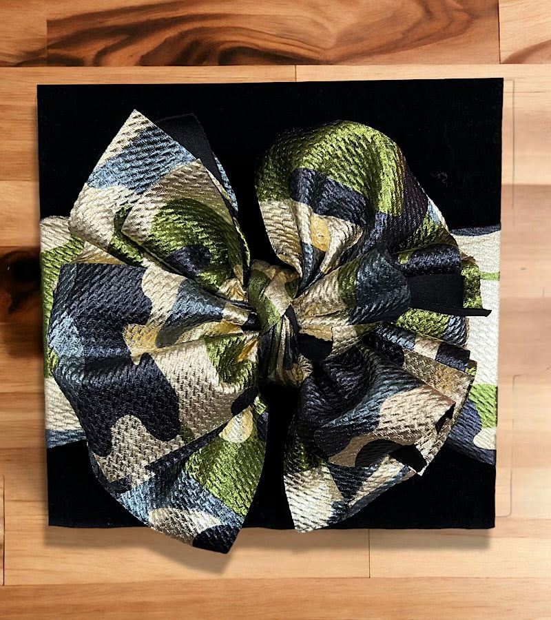 Camouflage metallic printed large headbands.  F-DLH2449K