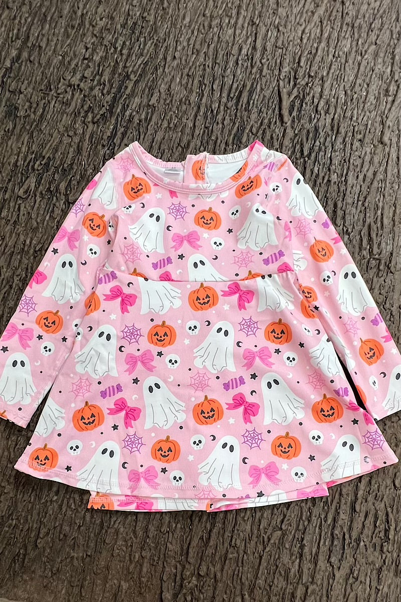 Lt. Pink Halloween printed Active wear dress with undershorts. GLD0505-19-AMY