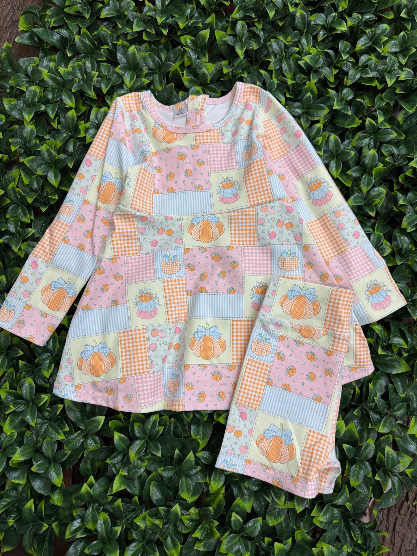 Patchwork  printed Active wear dress with undershorts. GLD0505-14-AMY