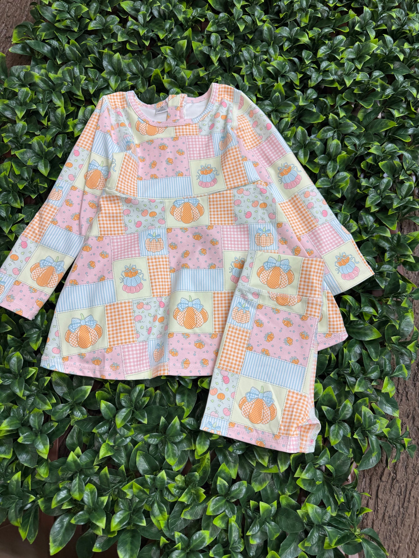 Patchwork  printed Active wear dress with undershorts. GLD0505-14-AMY
