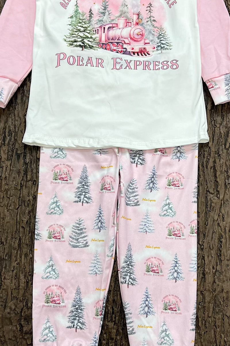 Pink polar express girls pajamas. GLP0424-1 MON