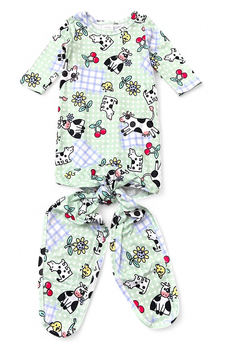 Calf/Cow printed One size baby gowns.