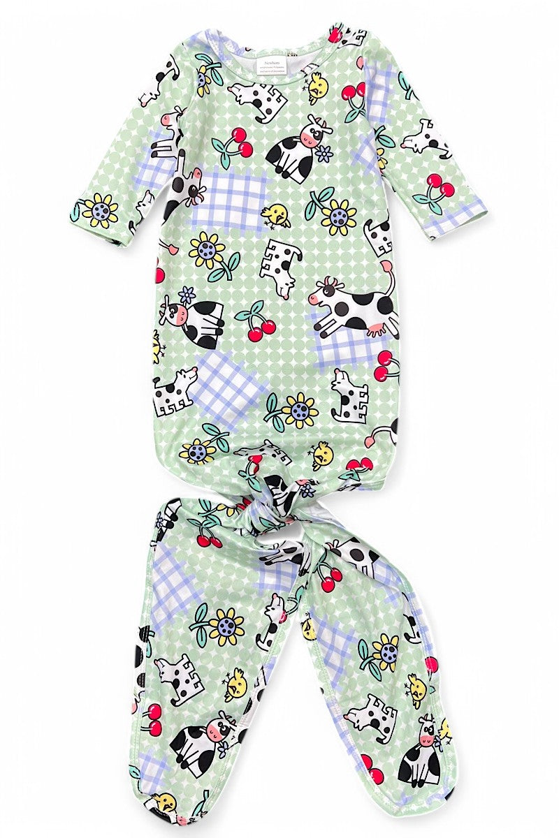 Calf/Cow printed One size baby gowns.