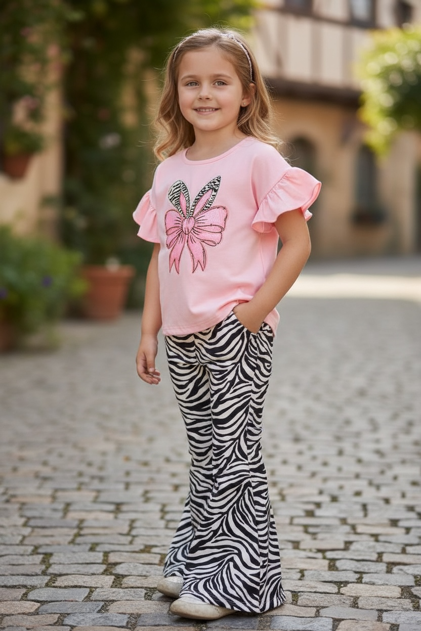 Easter bunny zebra printed top & bottoms.