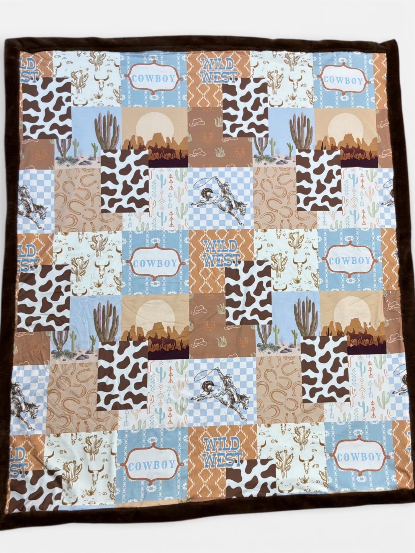 50" X 60" Faux fur western printed throw blanket.