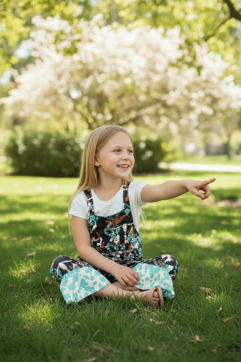 Concho heart printed romper from baby to big girls. (Shirt not included