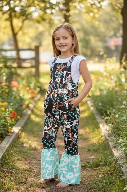 Concho heart printed romper from baby to big girls. (Shirt not included
