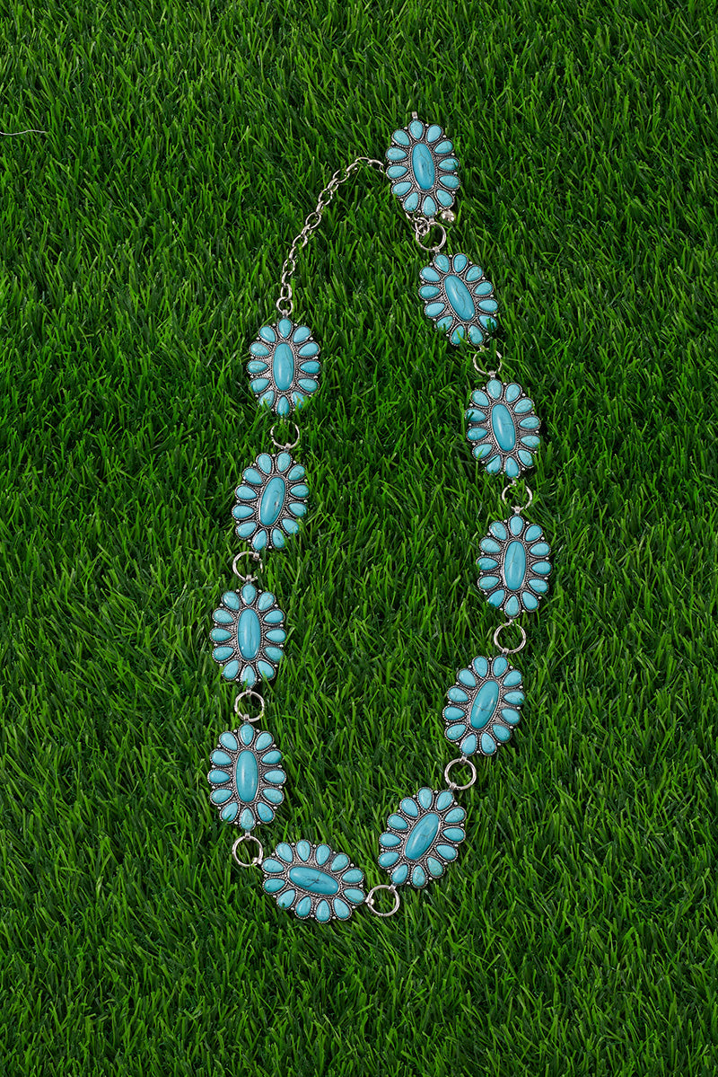 OVAL AQUA CONCHO BELT. (37"LONG) ACG15153002
