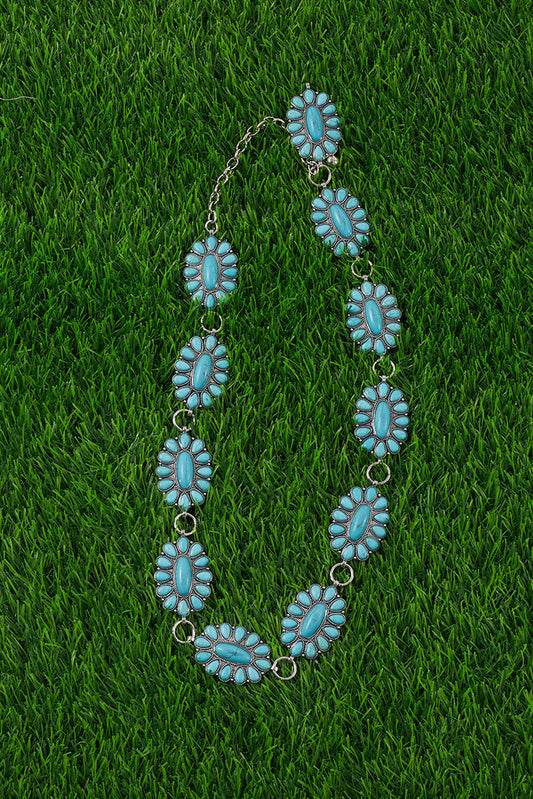 OVAL AQUA CONCHO BELT. (37"LONG) ACG15153002