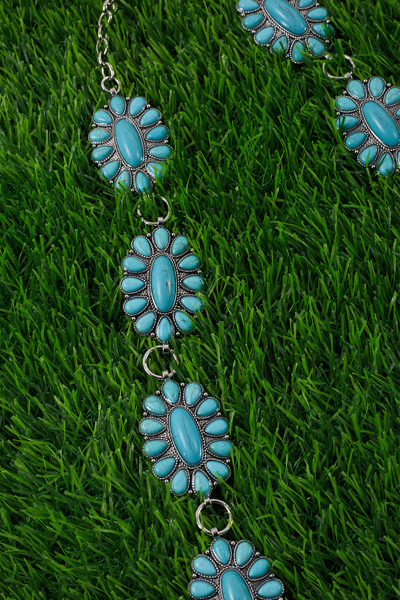 OVAL AQUA CONCHO BELT. (37"LONG) ACG15153002