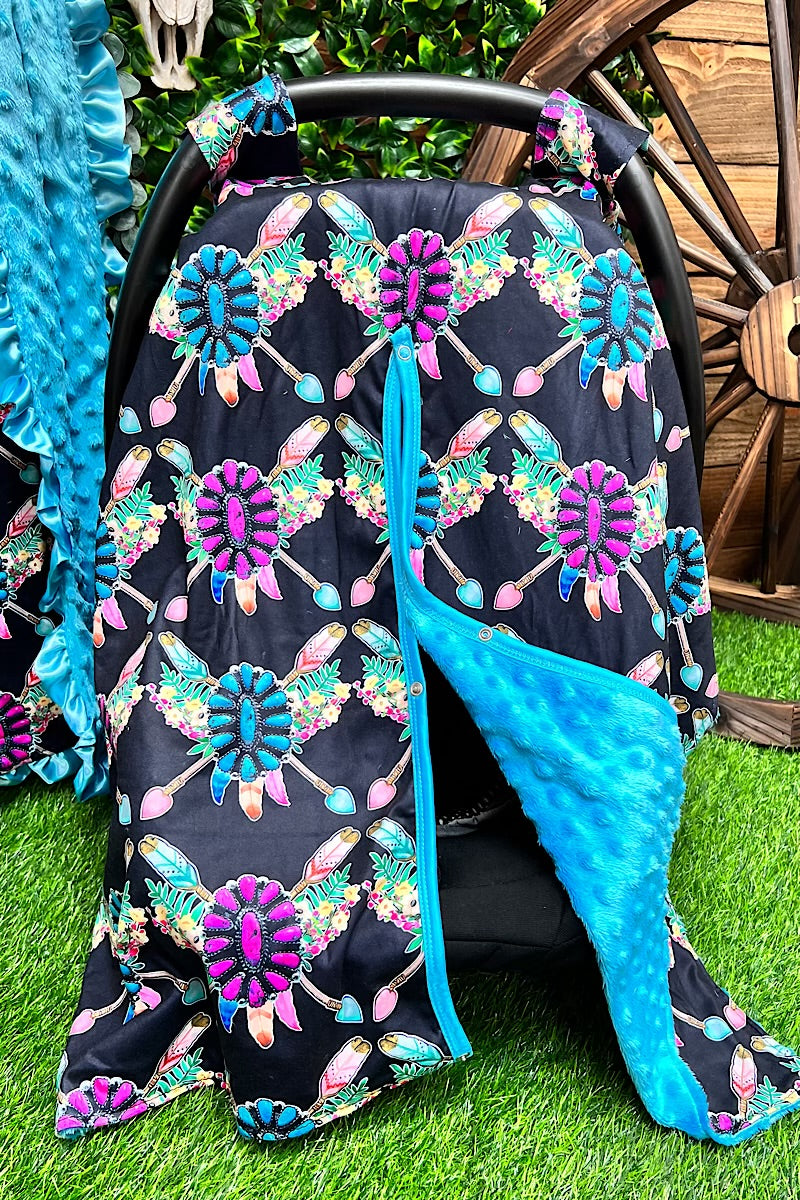 CONCHO ON ARROW "MULTI- PRINTED CAR SEAT COVER. ZYTG15113003