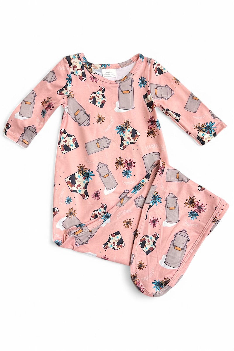 Calf/Cow printed One size baby gowns.