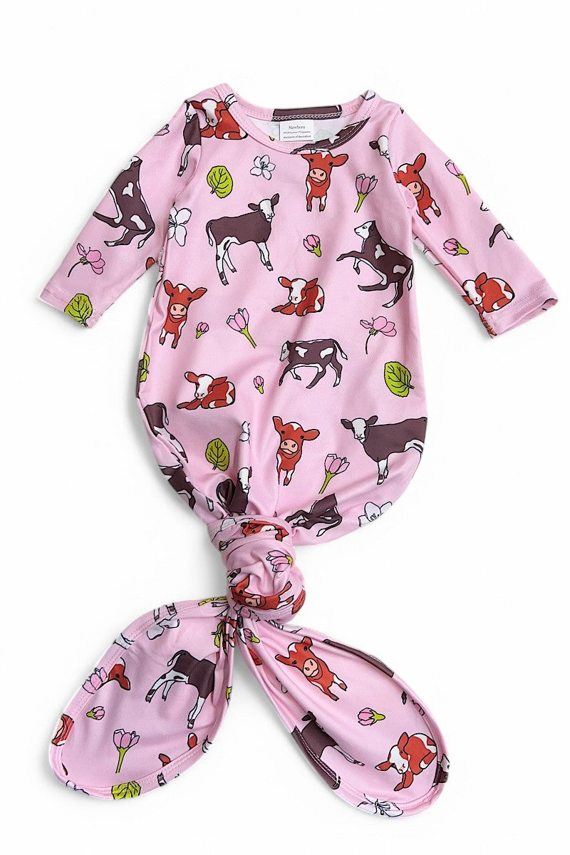 Calf/Cow printed One size baby gowns.