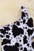 Load image into Gallery viewer, Cow spotted cutout shoulder bathing suit.
