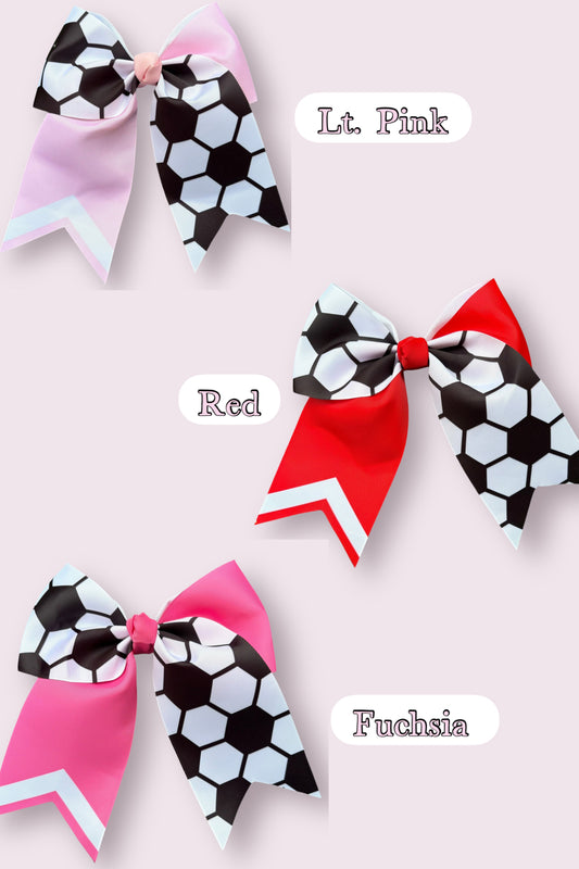 Soccer printed cheer hair bows.