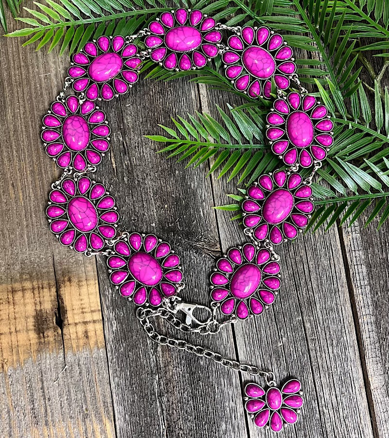 Magenta marble pattern concho belt . (32"LONG) ACG65153018 S