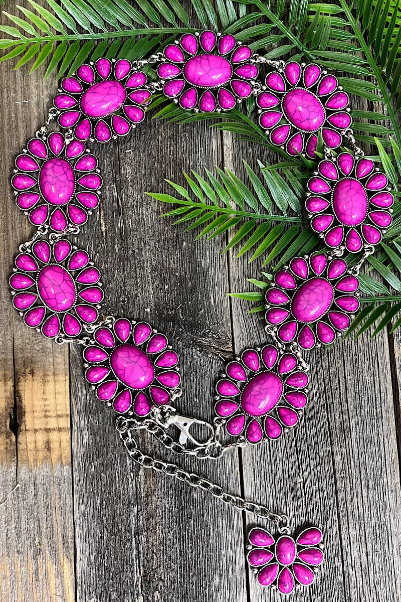 Magenta marble pattern concho belt . (32"LONG) ACG65153018 S
