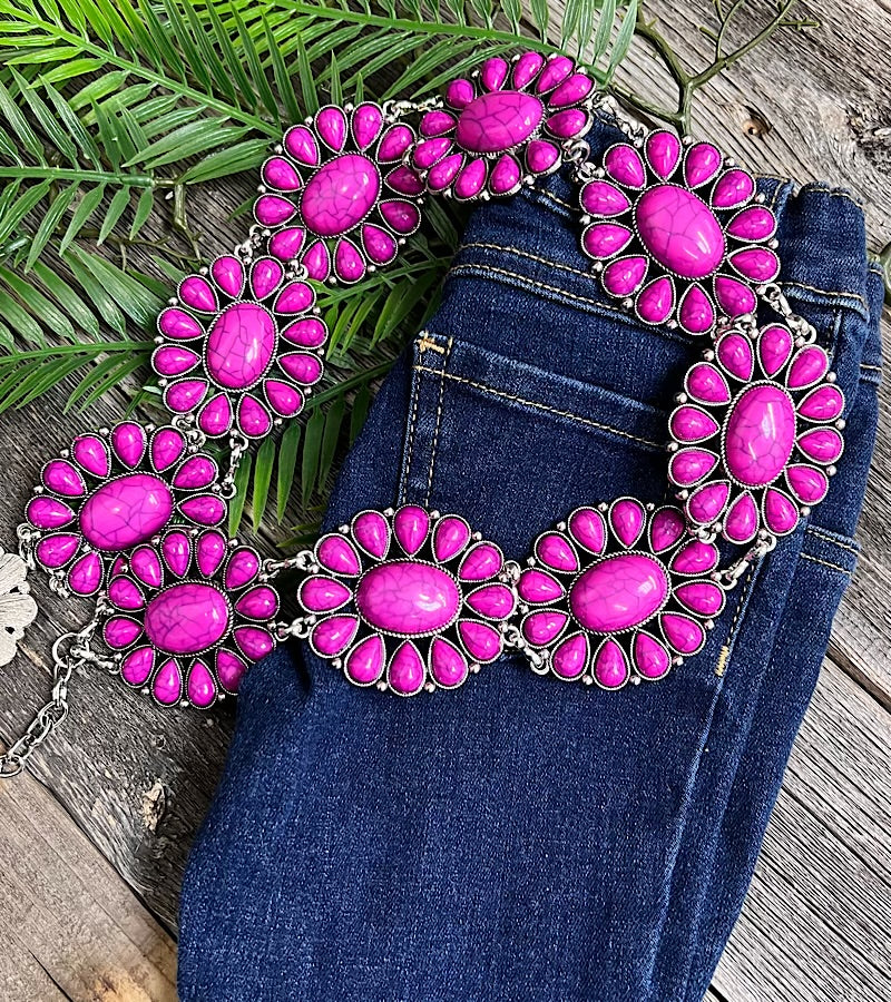 Magenta marble pattern concho belt . (32"LONG) ACG65153018 S