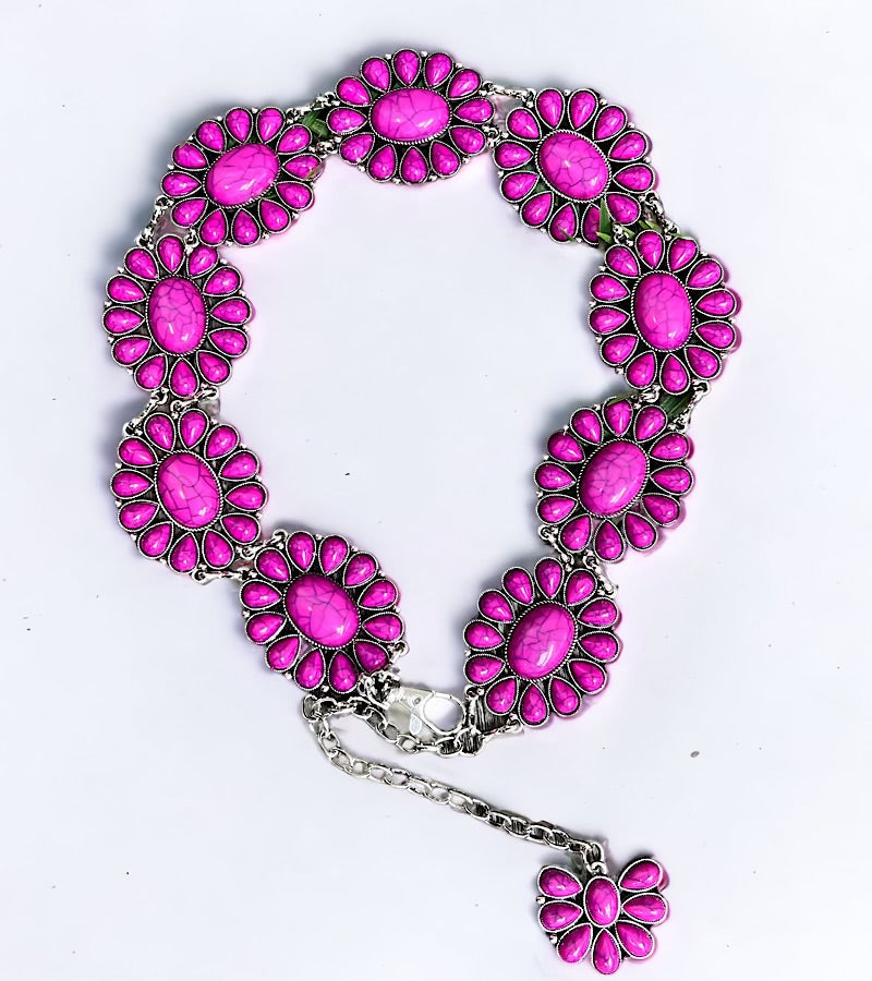 Magenta marble pattern concho belt . (32"LONG) ACG65153018 S
