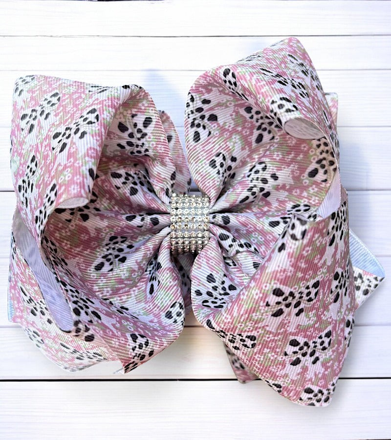 Coquette cow printed double layer hair bows. BW-DSG-31