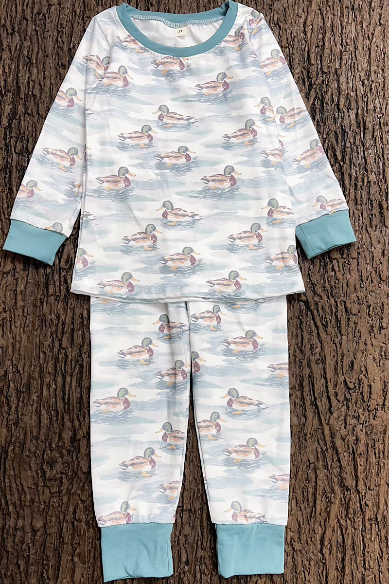 Mallard Duck on white boys pajamas. BLP0425-24-M-