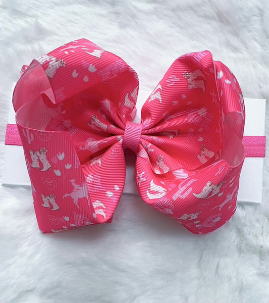 Let's go girls" Western fuchsia double layer headband. BW-DSG- B11