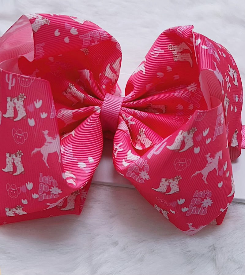 Let's go girls" Western fuchsia double layer headband. BW-DSG- B11