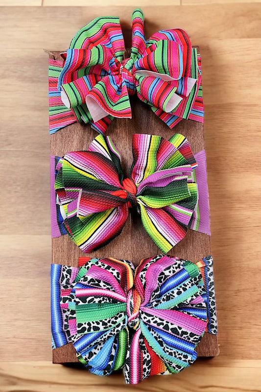 Serape printed big tassel baby headbands.